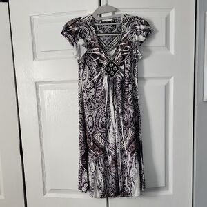 Apt. 9 Elegant Black and White Paisley Midi Dress